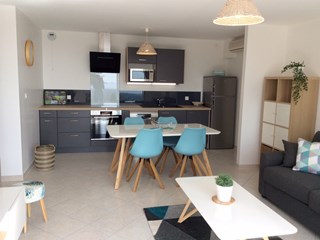 Gite Castagnu Villa Ugliastru Eccica Suarella salon cuisine.JPG